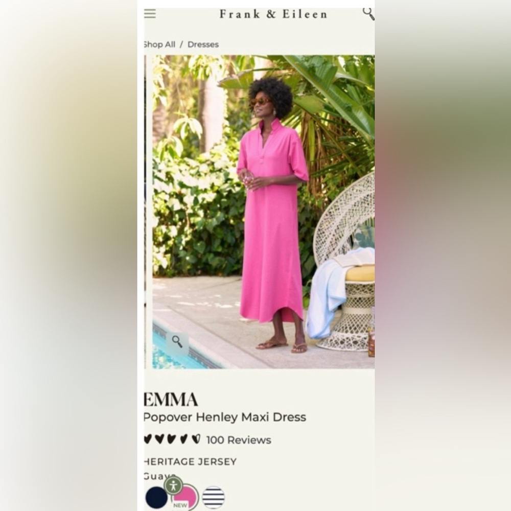 New Frank & Eileen Emma Popover Henley Maxi Dress Pink Size L - Picture 4 of 11